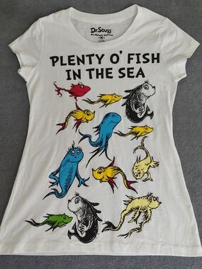 Dr. Seuss Plenty O' Fish In The Sea Graphic T-Shirt Women's Size M White